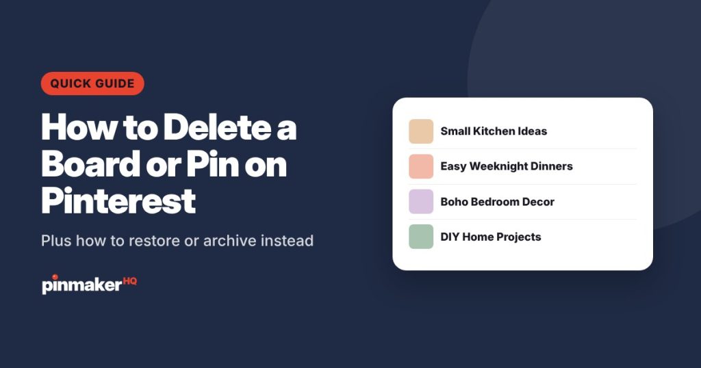 Guide cover: How to delete a board or pin on Pinterest, with a list of boards