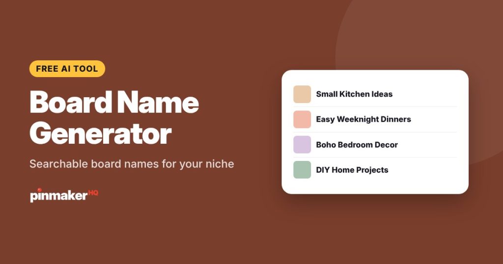Board Name Generator: Searchable board names for your niche