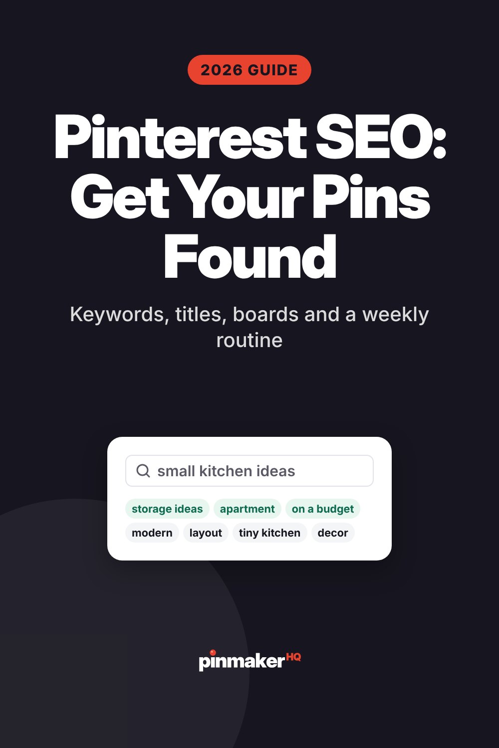 Pin: Pinterest SEO, get your pins found, with a Pinterest search box and related keyword suggestions